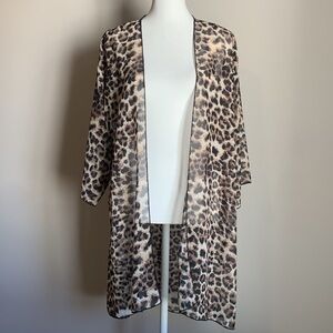 Animal Print Kimono Cardigan Large Womens Shawl Black Brown Leopard Cheetah